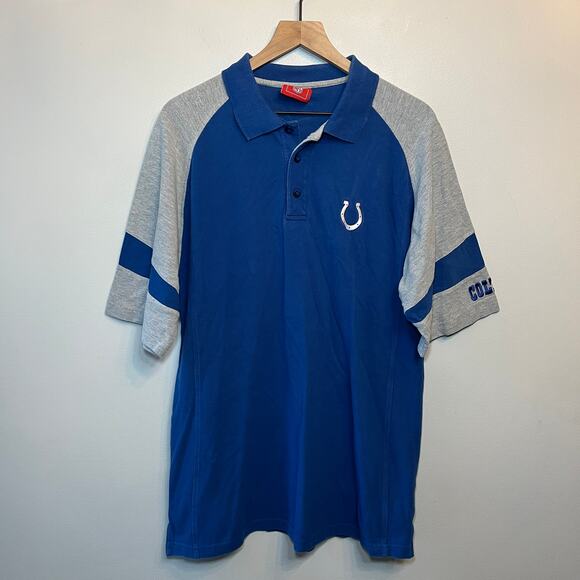 NFL Indianapolis Colts Men's Short Sleeve Cotton Polo Shirt Blue Gray Size Large - Picture 1 of 5